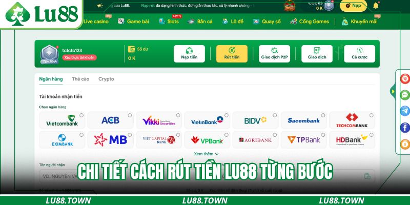 Chi tiết cách rút tiền Lu88 từng bước